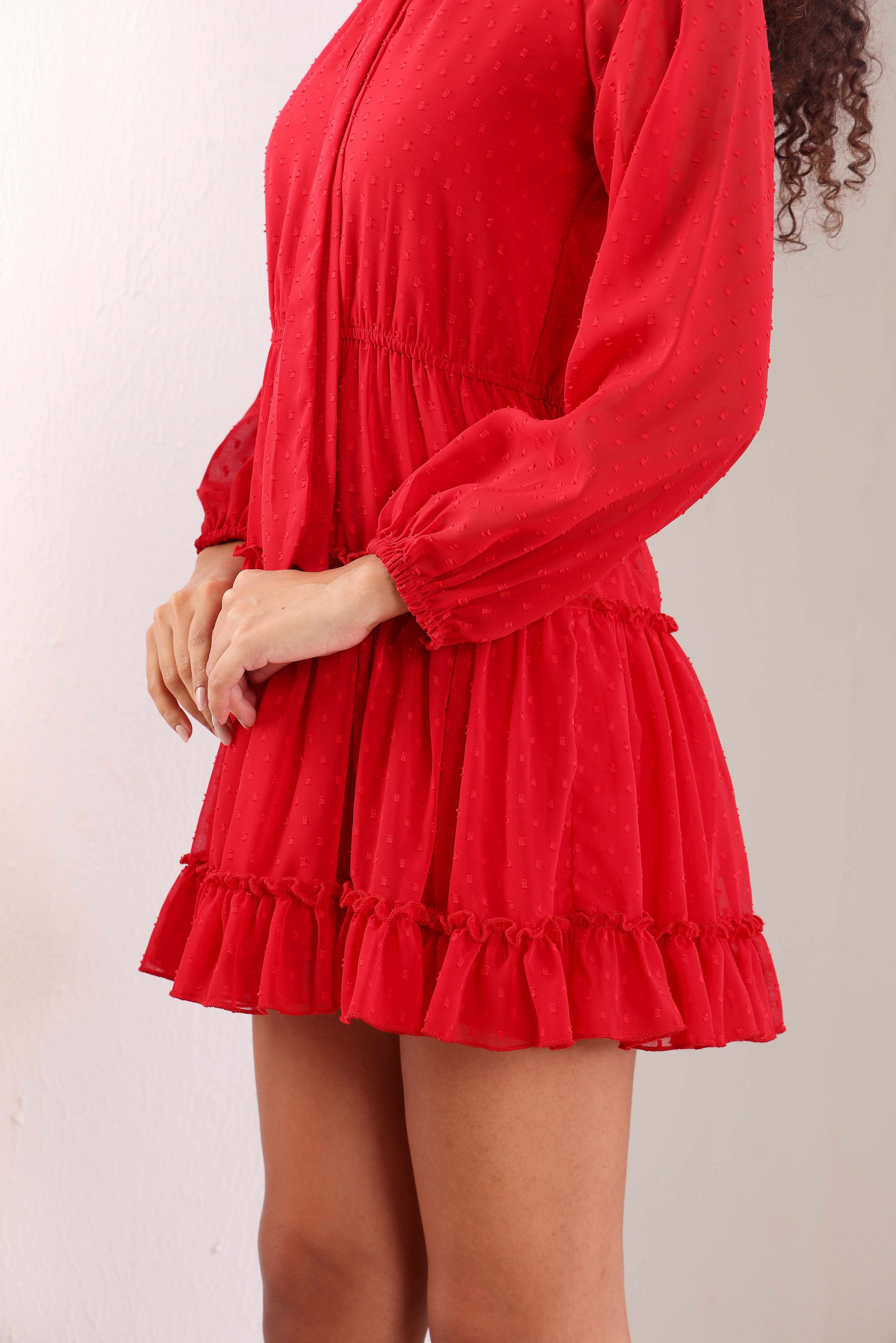 Spicy Scarlet Tie-Up Dress