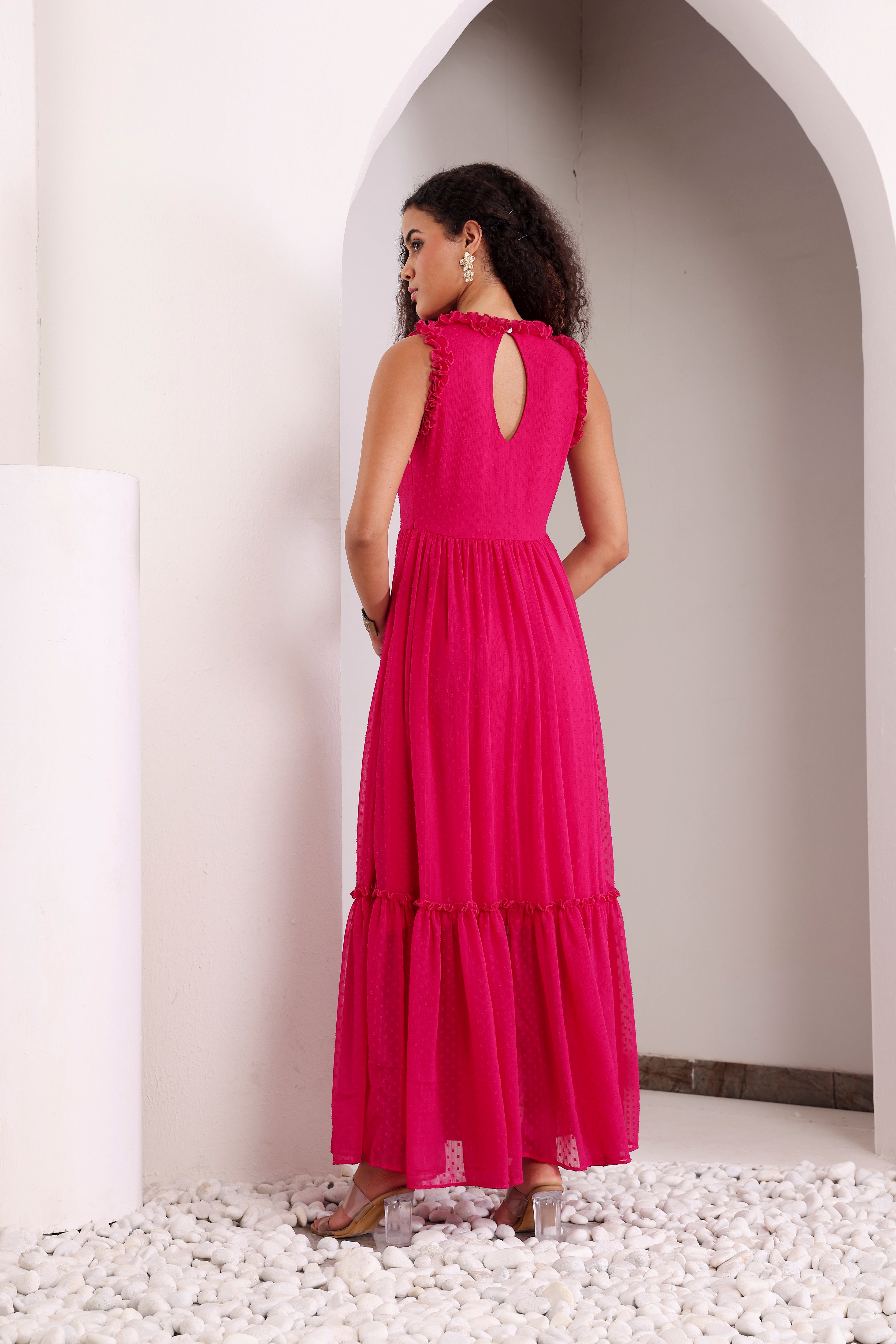 Fuchsia Frenzy Sleeveless Maxi Dress