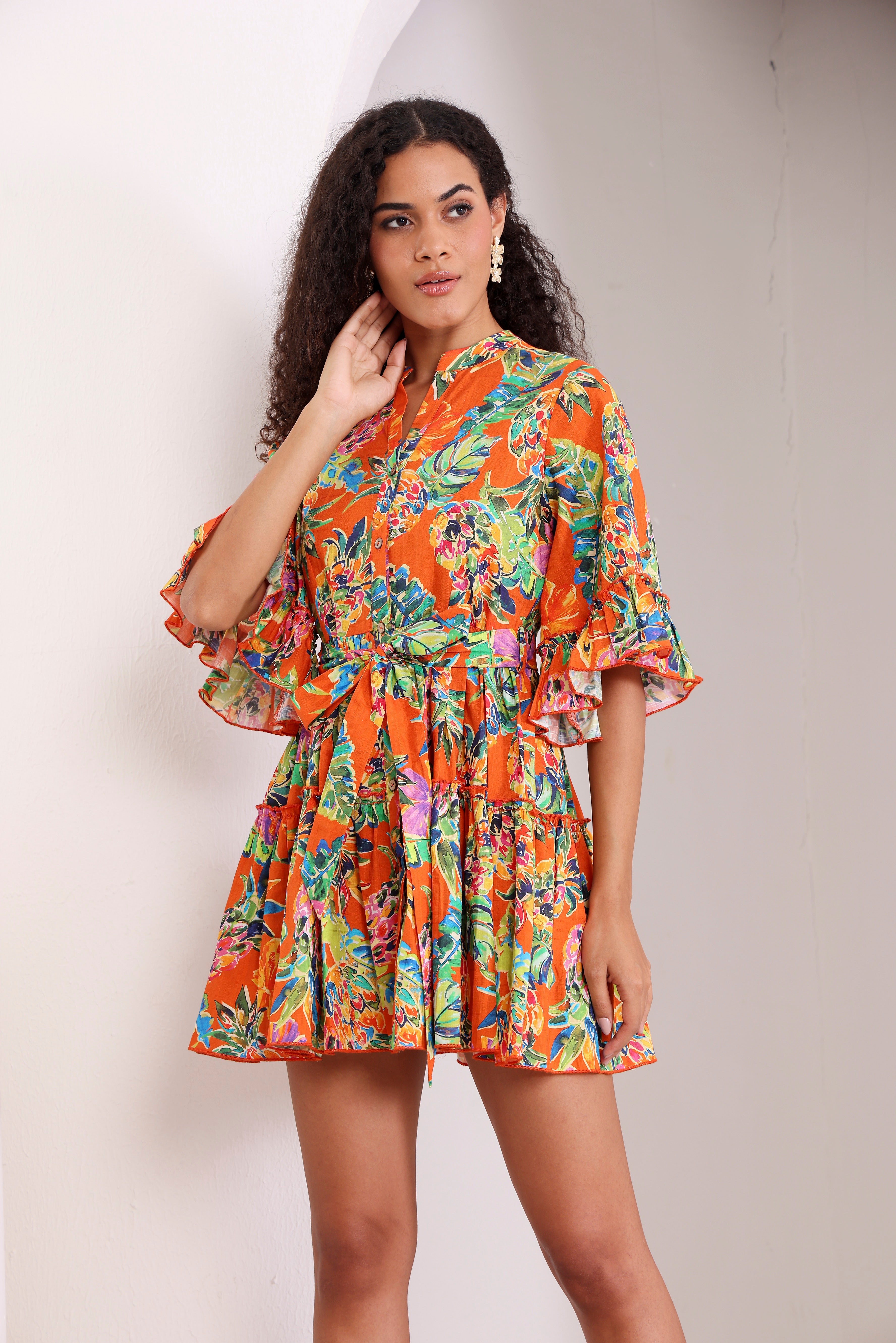 Electric Jungle Jam Sunset Mini Dress