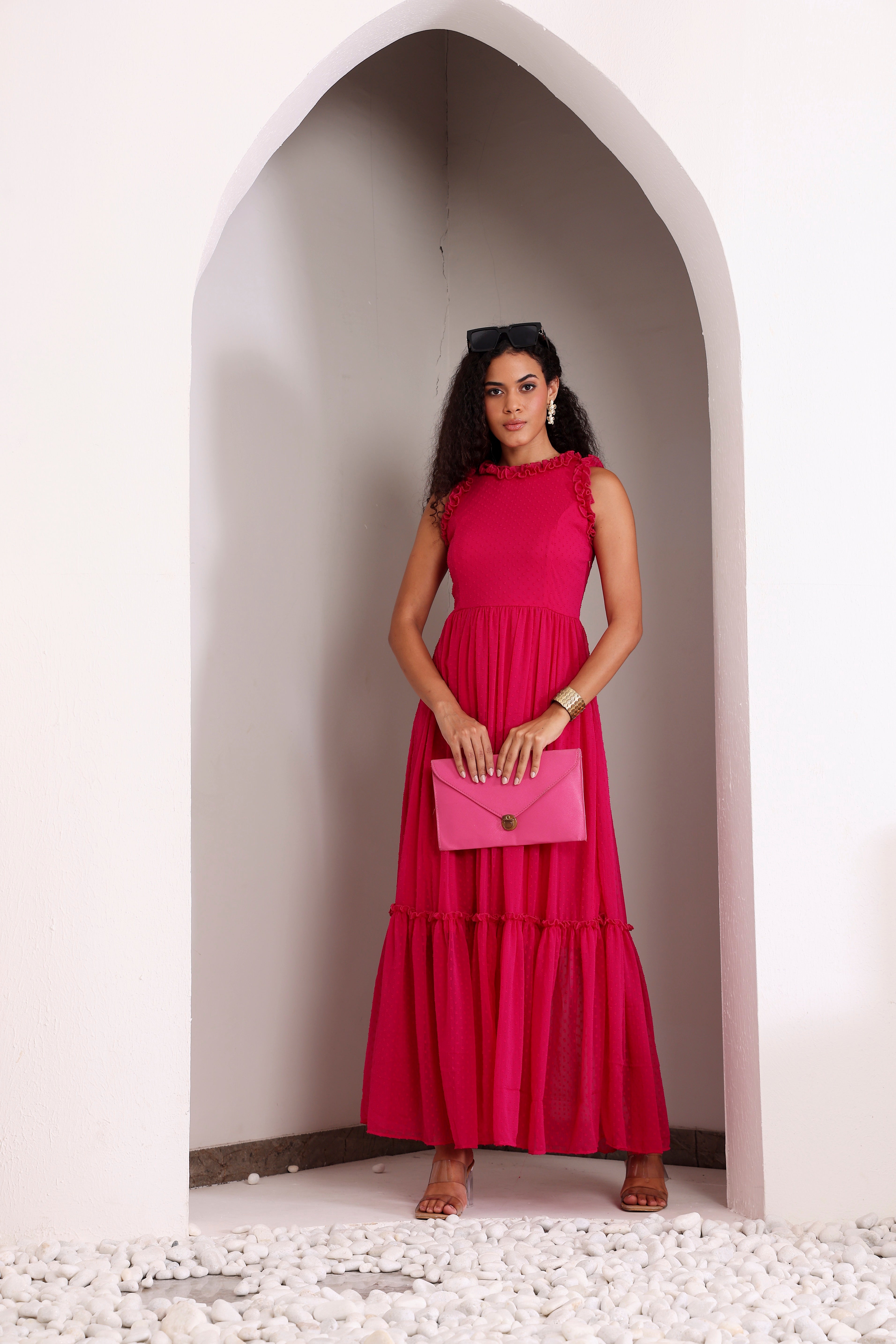 Fuchsia Frenzy Sleeveless Maxi Dress